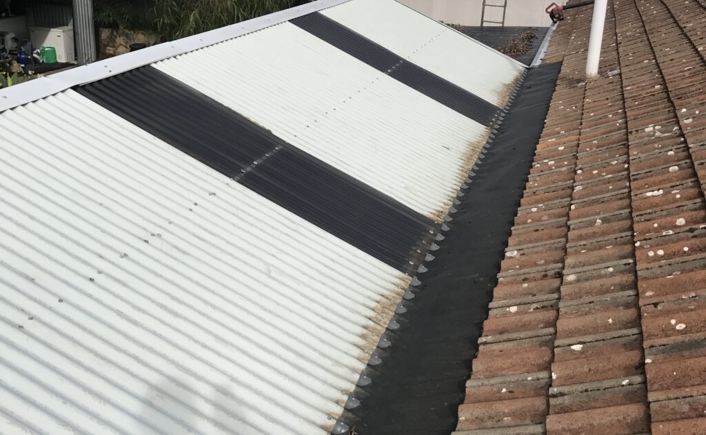 Photo of roof with black gutter guard installed