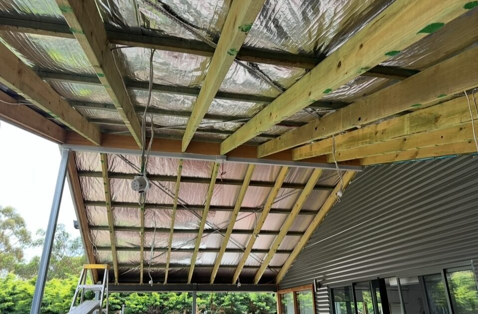 Underside of patio roof